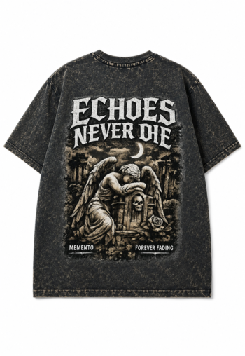 Echoes never die Oversized Acid Wash T-Shirt Size Chart